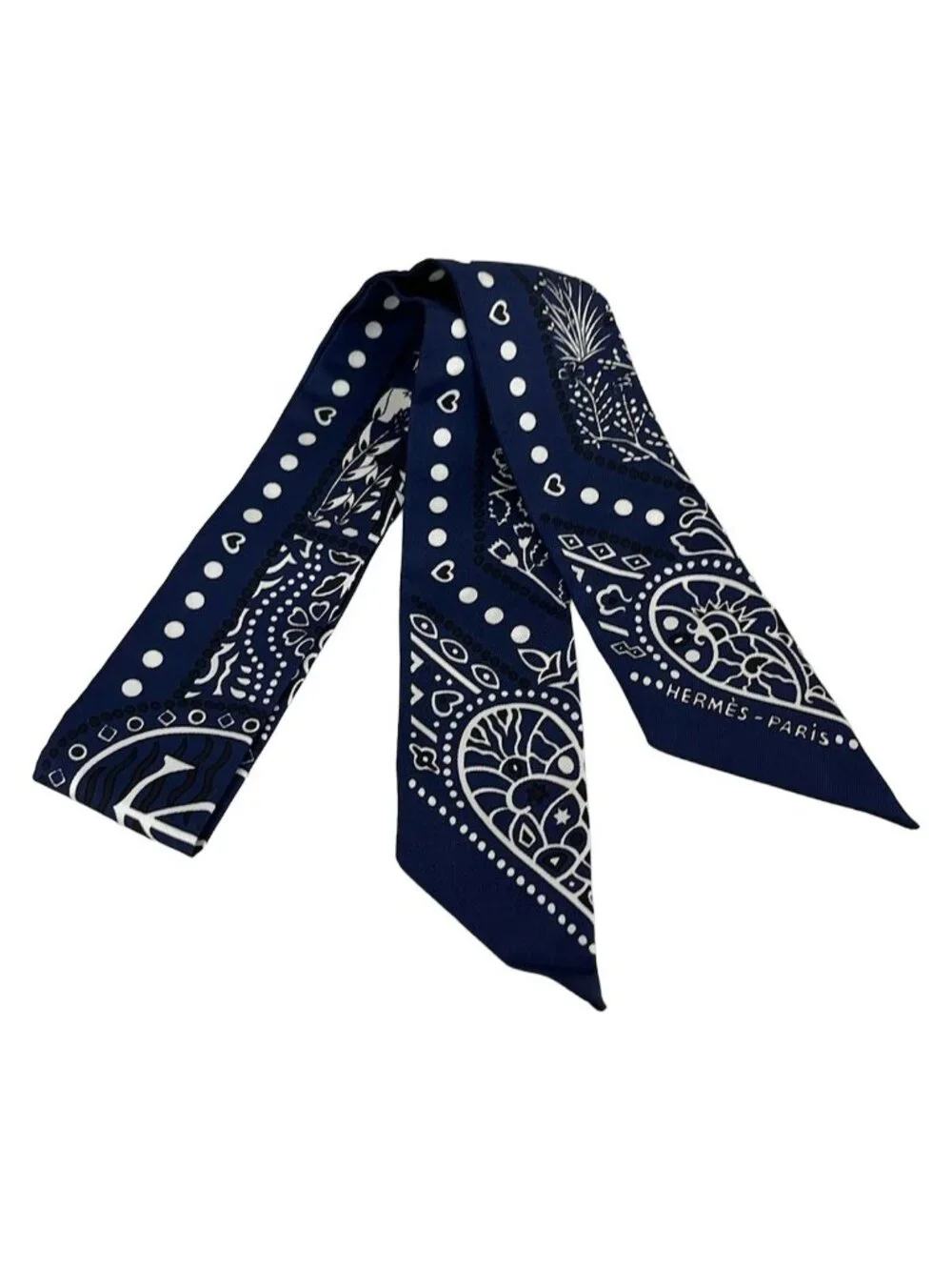 Hermes Scarf Twilly Navy White Black Entre Ciel Et Mer Same